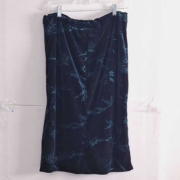 A Women's Blue Velvet Skirt Pencil Floral Office Siren Evening Sparkly XL - Picture 6 of 6
